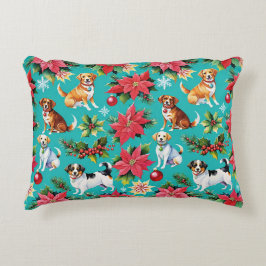 クリスマスドッグスアンドホリーホリデイフェスティバル アクセントクッション