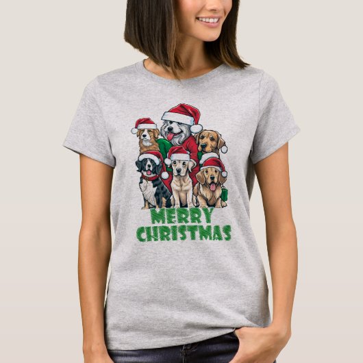 クリスマスドッグススクワッドフェスティバル休暇forドッグ恋人 tシャツ (正面)