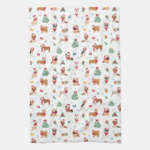 クリスマスドッグズインホリデーアクセサリー キッチンタオル (縦)