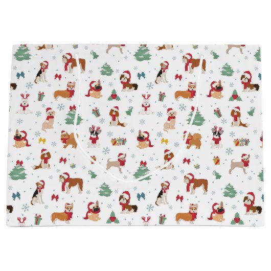 クリスマスドッグズインホリデーアクセサリー ラージペーパーバッグ (正面)
