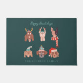 クリスマスドッグズグリーン ドアマット (正面)