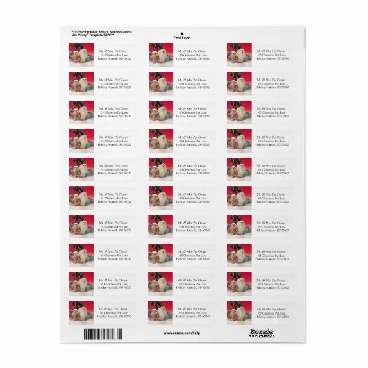 クリスマスドッグズセルフ接着差出人住所シール ラベル (フルシート)