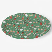 クリスマスドッグズパターンレッドグリーン ペーパープレート (アングル)