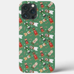 クリスマスドッグズパターンレッドグリーン iPhone 13 PRO MAXケース