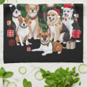 クリスマスドッグズラバーホリデードッグママ キッチンタオル (折り畳み)