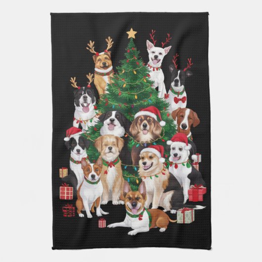 クリスマスドッグズラバーホリデードッグママ キッチンタオル (縦)