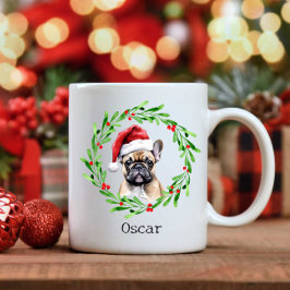 クリスマスドッグタンフレンチーフランスのブルドッグペット コーヒーマグカップ