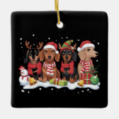クリスマスドッグダシュント愛犬ママ セラミックオーナメント (正面)