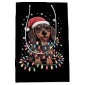 クリスマスドッグダッシュンドサンタクリスマスウィーン ミディアムペーパーバッグ (正面)
