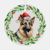 クリスマスドッグドイツ羊飼いサンタ ガラスオーナメント (裏面)