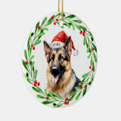 クリスマスドッグドイツ羊飼いサンタ セラミックオーナメント (右)
