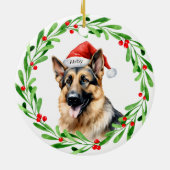 クリスマスドッグドイツ羊飼いサンタ セラミックオーナメント (裏面)