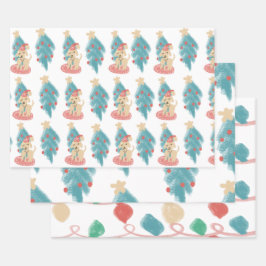 クリスマスドッグドードルズフェスティバルホリデー ラッピングペーパーシート