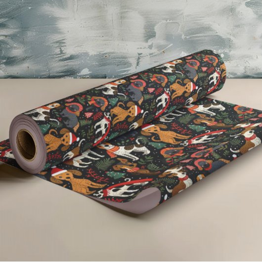 クリスマスドッグパターン ラッピングペーパー