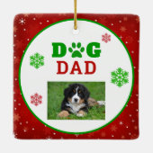クリスマスドッグパパポープリントスノーフレーク写真 セラミックオーナメント (裏面)