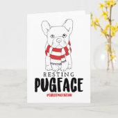 クリスマスドッグパンサンタドッグスレストパグ顔 カード (黄色い花)