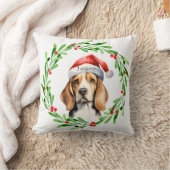クリスマスドッグビーグルサンタハットホリデー クッション (ブランケット)