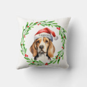 クリスマスドッグビーグルサンタハットホリデー クッション (裏面)