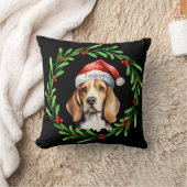 クリスマスドッグビーグルサンタハットホリデー クッション (ブランケット)