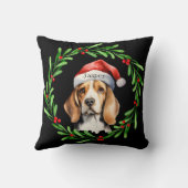 クリスマスドッグビーグルサンタハットホリデー クッション (裏面)