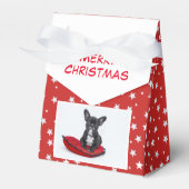 クリスマスドッグブルドッグ子犬の写真ペルソナライズ フェイバーボックス (正面サイド)