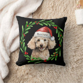 クリスマスドッグプードルサンタハットホリデー クッション (ブランケット)