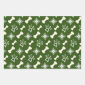 クリスマスドッグペットの骨の雪片パターン ラッピングペーパーシート (正面3)