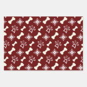 クリスマスドッグペットの骨の雪片パターン ラッピングペーパーシート (正面)