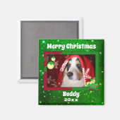 クリスマスドッグペットフォトキュートギフト マグネット (正面/裏面)