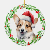 クリスマスドッグペンブロークウェルシュコーギーホリデーズペット セラミックオーナメント (裏面)
