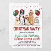 クリスマスドッグポーティ誕生日招待状 招待状 (正面/裏面)