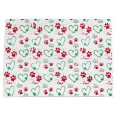 クリスマスドッグポープリントと愛のハートフェスティバル ラージペーパーバッグ (正面)