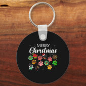 クリスマスドッグポープリントバッファロープレイド醜いクリスマス キーホルダー (正面)