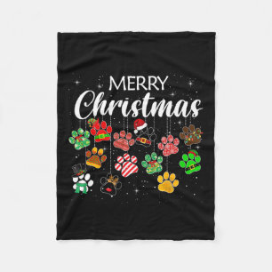 クリスマスドッグポープリントバッファロープレイド醜いクリスマス フリースブランケット