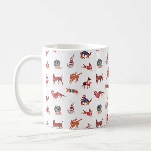 🎅🐶クリスマスドッグマグカップ コーヒーマグカップ (左)