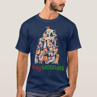 クリスマスドッグメリーズツリーブーフマスキュートおもしろいクリスマス Tシャツ