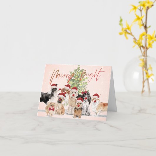 クリスマスドッグメリーズ写真明るいカード カード (黄色い花)