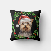クリスマスドッグヨークシャーテリアヨークシャーテリアホリデイズ クッション (正面)