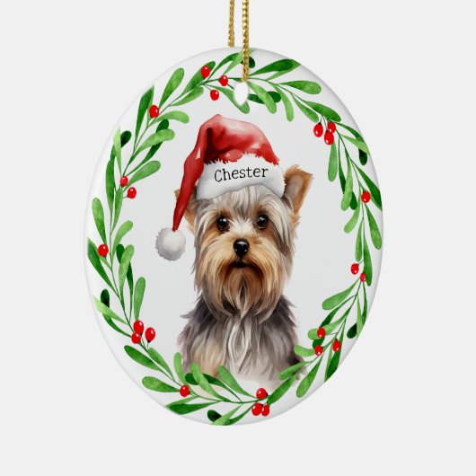 クリスマスドッグヨークシャーテリアヨークシャーテリアホリデイズ セラミックオーナメント (右)