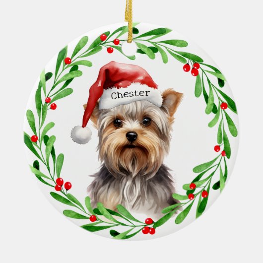 クリスマスドッグヨークシャーテリアヨークシャーテリアホリデイズ セラミックオーナメント (裏面)