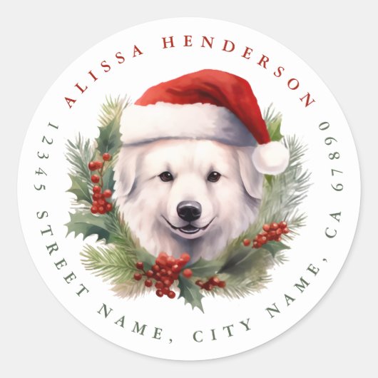 クリスマスドッグラウンドスティッカー ラウンドシール (正面)
