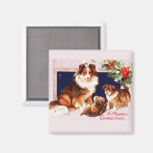 クリスマスドッグヴィンテージ磁石 マグネット (正面/裏面)