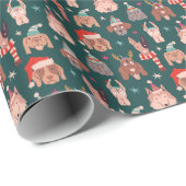 クリスマスドッグ手描きパターン ラッピングペーパー (ロールコーナー)