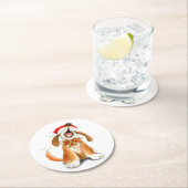 クリスマスドッグ歌唱アート紙コースター ラウンドペーパーコースター (インサイチュ)