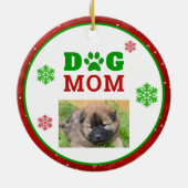 クリスマスドッグ母ポープリントスノーフレーク写真 セラミックオーナメント (裏面)