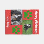 クリスマスドッグ猫ママパパペット写真 フリースブランケット (正面(横))