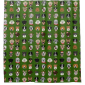 クリスマスドッグ顔パターン シャワーカーテン (正面)