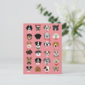 クリスマスドッグ顔パターン ポストカード (スタンド正面)