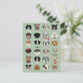 クリスマスドッグ顔パターン ポストカード (スタンド正面)