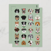 クリスマスドッグ顔パターン ポストカード (正面/裏面)